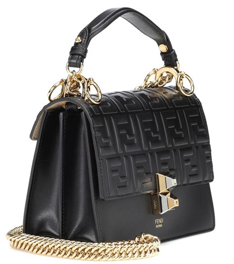 fendi black kan i small leather shoulder bag|Fendi shoulder bag zucca.